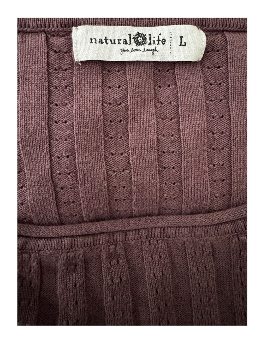NATURAL LIFE Cropped Ribbed Scoop-Neck Sweater — Mauve Plum - Picture 3 of 4